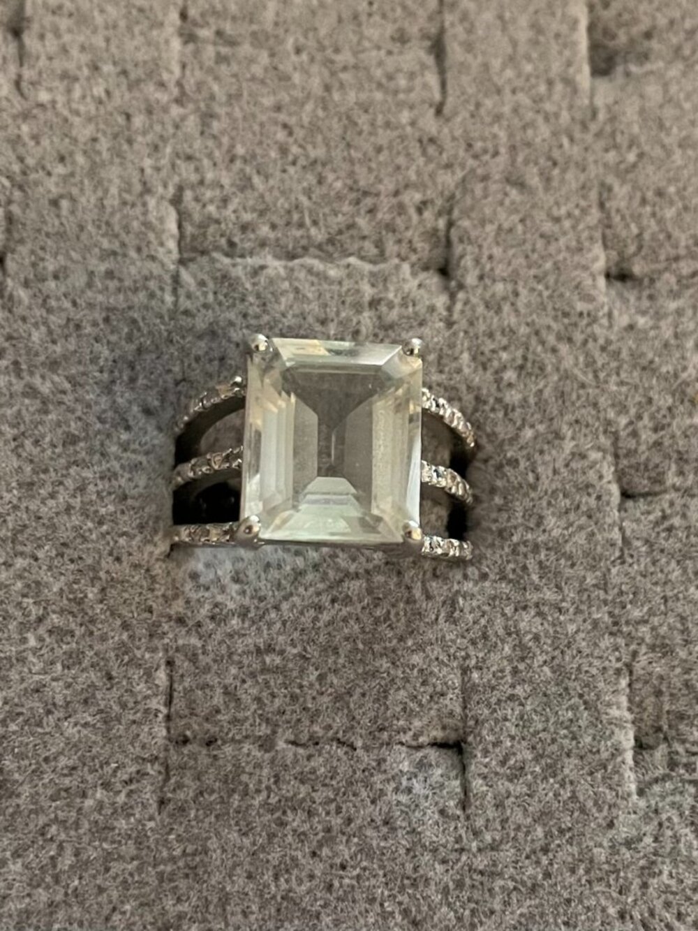 Vintage Sterling Silver Ring Green Amethyst Wide Band 9 grams Size 6 EUC $225